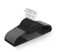 KEPLIN 20-Pack Non-Slip Hangers - Durable, Slimline Design for Space Saving with 360° Swivel, Tie Organiser, Strap Hooks, and S-Shape Opening (Black)