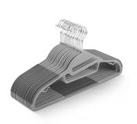 KEPLIN 20-Pack Non-Slip Hangers - Durable, Slimline Design for Space Saving with 360° Swivel, Tie Organiser, Strap Hooks, and S-Shape Opening (Dark Grey)