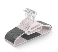 KEPLIN 20-Pack Non-Slip Hangers - Durable, Slimline Design for Space Saving with 360° Swivel, Tie Organiser, Strap Hooks, and S-Shape Opening (Blush)
