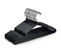 KEPLIN 20 Pack Rubber Coated Metal Hangers - Heavy Duty Non-Slip Clothes Hangers for Wardrobes - Space Saving Coat Hanger for Rails & Racks - Black