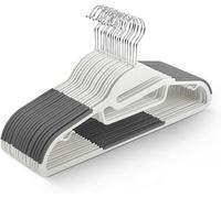 Keplin 20 Pack Slimline Non-Slip Hangers With 360 Swivel And Tie Organizer White