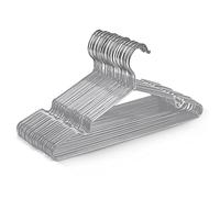 KEPLIN 20 Pack Rubber Coated Metal Hangers - Heavy Duty Non-Slip Clothes Hangers for Wardrobes - Space Saving Coat Hanger for Rails & Racks - Grey