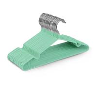 KEPLIN 20x Premium Rubber Coated Metal Hangers - Heavy Duty - Space Saving Organiser Clothes Hangers For Wardrobes Coat Rack Rails (Mint Green)