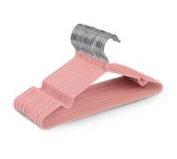 KEPLIN 20x Premium Rubber Coated Metal Hangers - Heavy Duty - Space Saving Organiser Clothes Hangers For Wardrobes Coat Rack Rails (Blush Pink)