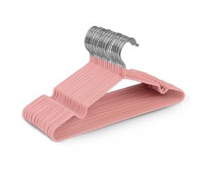 KEPLIN 20x Premium Rubber Coated Metal Hangers - Heavy Duty - Space Saving Organiser Clothes Hangers for Wardrobes Coat Rack Rails (Blush Pink)