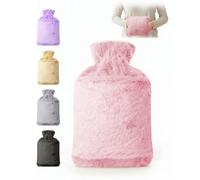 Keplin 2L Cosy Hot Water Bottle With Plush, Thermal Rubber Bottle, Blush, 1 Year Warranty