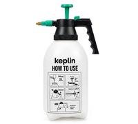 Keplin 2L Pressure Sprayer, Works Upside Down, Pump Action Garden Sprayer, Adjustable Brass Nozzle, Lockable Trigger, Pressure Release Valve, White