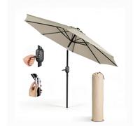 Keplin 2m Tilting Parasol Umbrella - Crank & Tilt Sun Shade with Cover in Cream Keplin Cream