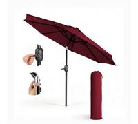 Keplin 2m Tilting Parasol Umbrella - Crank & Tilt Sun Shade with Cover in Dark Red Keplin Dark Red