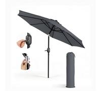 Keplin 2m Tilting Parasol Umbrella - Crank & Tilt Sun Shade with Cover in Grey Keplin Grey