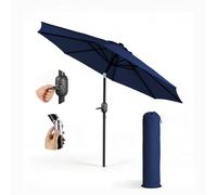 Keplin 2m Tilting Parasol Umbrella - Crank & Tilt Sun Shade with Cover in Navy Keplin Navy