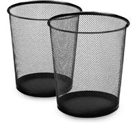 Keplin 2Pack Round Trash Can Non-slip Mesh Bin Sturdy Metal Waste Paper Bin in Black Keplin Black