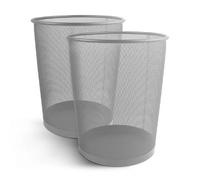 Keplin 2Pack Round Trash Can Non-slip Mesh Bin Sturdy Metal Waste Paper Bin in Silver Keplin Silver
