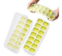KEPLIN 2pk Silicone Ice Cube Trays with Non-Spill Lids, Easy to Remove Tray, LFGB Certified BPA Free, Flexible Silicone Ice Cube Moulds, Parties, Drinks, Cocktails & Frozen Liquids (Yellow)