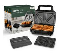 Keplin 3-In-1 Ultimate Sandwich Maker, Deep Fill Toastie Maker, Waffle Maker & Panini Press, Removable Non-Stick Plates, Black