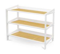 Keplin 3 Tier Bamboo & Rattan Shoe Organiser Rack - Durable, Easy Assembly in White Keplin White