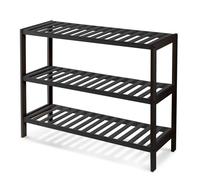 Keplin 3-Tier Bamboo Shoe Rack - Wooden Shoe Organiser with Large Capacity in Black Keplin Black