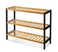 Keplin 3-Tier Bamboo Shoe Rack - Wooden Shoe Organiser with Large Capacity in Natural Keplin Natural