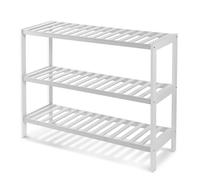 Keplin 3-Tier Bamboo Shoe Rack - Wooden Shoe Organiser with Large Capacity in White Keplin White