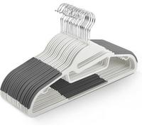 Keplin 30 Pack Non Slip Hangers Durable, Slimline Design For Space Saving Tie Organiser, Strap Hooks, White