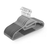 KEPLIN 30-Pack Non-Slip Hangers - Durable, Slimline Design for Space Saving with 360° Swivel, Tie Organiser, Strap Hooks, and S-Shape Opening (DarkGrey)