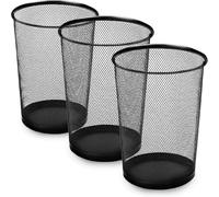 Keplin 3Pack Round Trash Can Non-slip Mesh Bin Sturdy Metal Waste Paper Bin in Black Keplin Black