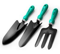 Keplin 3Pc Garden Tool Set Carbon Steel Blades & Pp Handles Includes Trowel, Transplanting Trowel & Fork Durable & Weatherproof