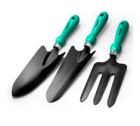 Keplin - 3pc Garden Tool Set - Carbon Steel Blades & PP Handles - Includes Trowel, Transplanting Trowel & Fork - Durable & Weatherproof