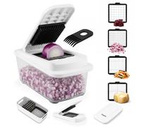 Keplin 4-in-1 Vegetable Chopper with Container, 4 Interchangeable Blades in White Keplin White