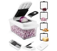 Keplin 4-in-1 Vegetable Chopper with Container, Large Capacity Food Chopper with 4 Interchangeable Blades, BPA Free, Dishwasher Safe, Non-Slip Base, Food Chopper for Cutting Vegetables and Fruits