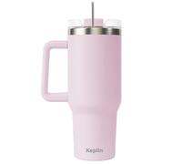 KEPLIN 40 oz / 1200 ml Insulated Travel Tumbler - Double Wall Stainless Steel Cup with Leak-Proof Lid, Thermal Flask Keeps Drinks Hot & Cold, Dishwasher Safe, Fits Car Cup Holders - Cream Pink