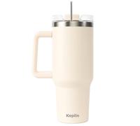 KEPLIN 40 oz / 1200 ml Insulated Travel Tumbler - Double Wall Stainless Steel Cup with Leak-Proof Lid, Thermal Flask Keeps Drinks Hot & Cold, Dishwasher Safe, Fits Car Cup Holders - Cream White