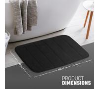 Keplin 40X60Cm Memory Foam Bath Mat Ultra Soft, Highly Absorbent, Non Slip, Machine Washable, Black