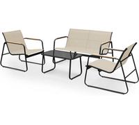Keplin 4Pc Conversation Set Mesh Garden Furniture Set Modern Seating, Easy Assembly, Beige