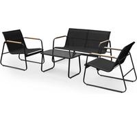 Keplin 4Pc Conversation Set Mesh Garden Furniture Set Modern Seating, Easy Assembly, Black