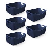 Keplin 5 Pack Plastic Studio Basket - Container Boxes for Storage Organising in Navy Keplin Navy