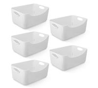 Keplin 5 Pack Plastic Studio Basket - Container Boxes for Storage Organising in White Keplin White