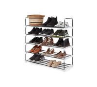 KEPLIN 5 Tier Metal Shoe Rack, Space Saving Slim Shoe Racks Storage, Grey