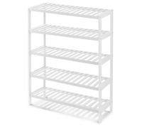 Keplin 5 Tier Natural Bamboo Shoe Rack Easy Assembly & Strong Design Shelf Organiser Ideal For Bedroom, Bathroom(White)