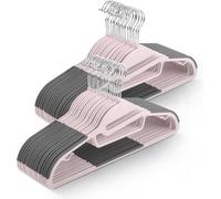 Keplin 50 Pack Non Slip Hangers Durable, Slimline Design For Space Saving Tie Organiser, Strap Hooks, Blush Pink