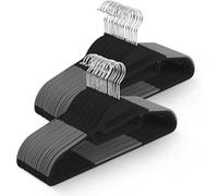 Keplin 50 Pack Non Slip Hangers Durable, Slimline Design For Space Saving Tie Organiser, Strap Hooks, Black