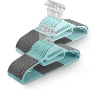 Keplin 50 Pack Non Slip Hangers Durable, Slimline Design For Space Saving Tie Organiser, Strap Hooks, Teal