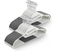 Keplin 50 Pack Non Slip Hangers Durable, Slimline Design For Space Saving Tie Organiser, Strap Hooks, White