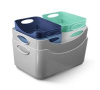 Keplin 6 Pack Multicolour Plastic Studio Storage Basket, Portable Container Boxes With Handles For Storage Organisation In Home
