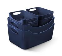 KEPLIN 6 Pack Plastic Storage Baskets with Handles, BPA-Free Dishwasher Safe Organiser Boxes for Kitchen, Bathroom, Pantry, Shelves & Drawers, Lightweight Space-Saving Containers, 33.3 x 23.4 x 14 cm