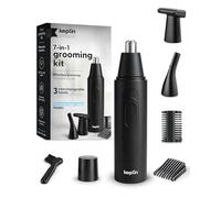 Keplin 7-in-1 Grooming Kit for Men & Women - Multi-Purpose Precision Trimmer with 3 Interchangeable Heads, Dual-Edge Blades, Professional Painless Eyebrow and Facial Hair Trimmer, Easy Clean - Black