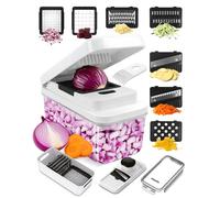 Keplin 7-in-1 Vegetable Chopper with Container - BPA Free, Dishwasher Safe in White Keplin White