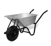 Keplin 85L Garden Wheelbarrow with Pneumatic Tyre - 150kg Load Capacity in Metallic Silver Keplin Metallic Silver