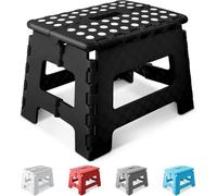 Keplin 9 Inch Heavy Duty Folding Step Stool Non-Slip Foldable Footstool - Black