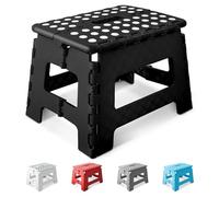 KEPLIN 9 Inch Heavy Duty Folding Step Stool | Non-Slip Foldable Footstool for Toddlers, Children & Adults | Portable, Lightweight Plastic Footstep w/Carrying Handle for Indoor or Outdoor (Black)